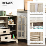 Sideboard Buffet Cabinet, Glass Door Kitchen Cabinet