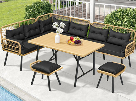 10-Piece Outdoor Patio Furniture Dining Set, All-Weather Rattan Conversation Set