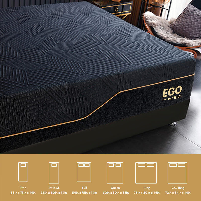 14 Inch King Size Memory Foam Mattress for Back Pain, Cooling Gel Mattress Bed in a Box