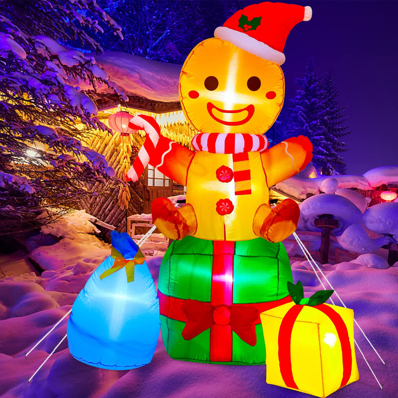 Christmas Inflatables Outdoor Decorations Gingerbread Man, 6ft Inflatable Christmas Yard