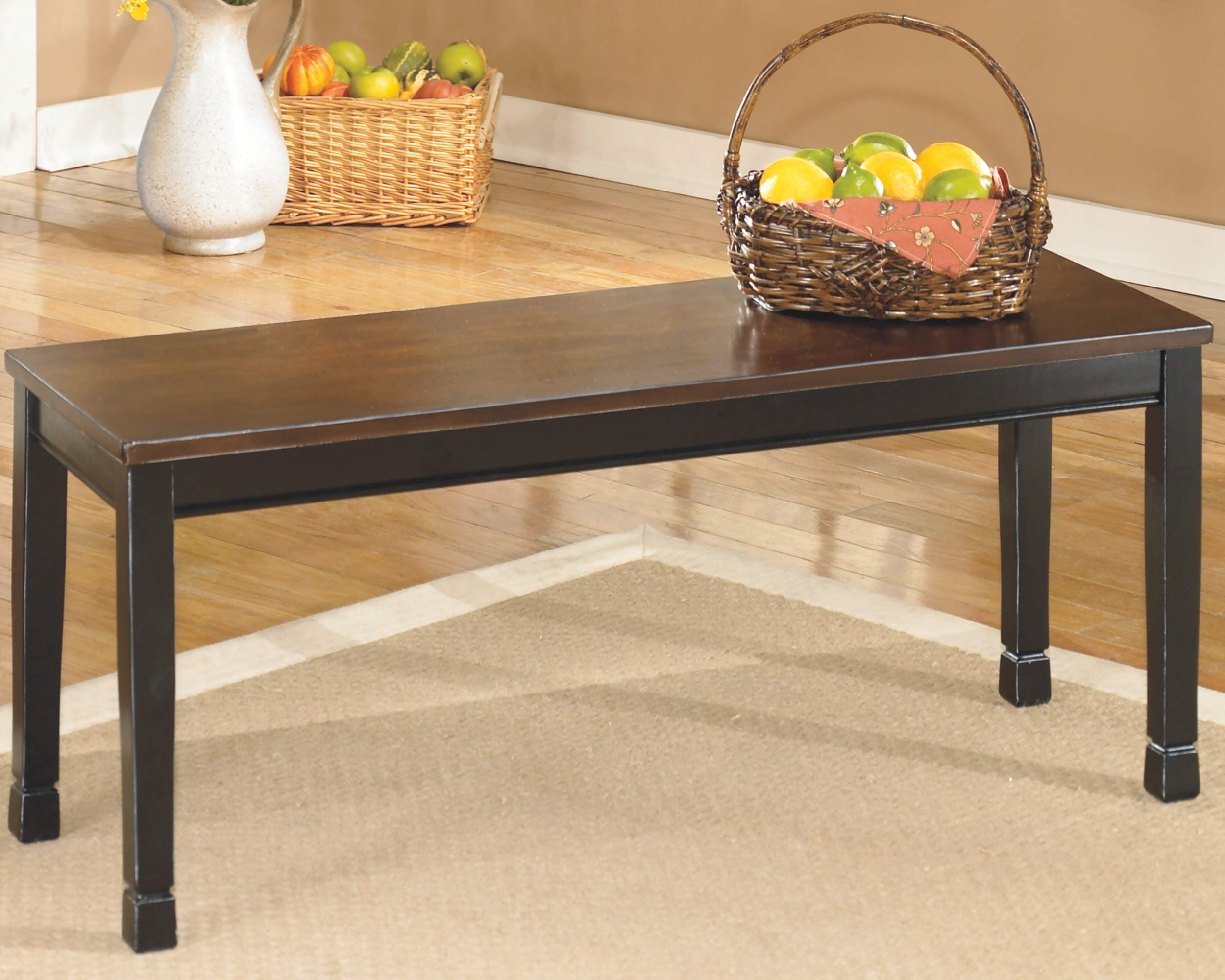Owingsville Modern Farmhouse Dining Room Bench, Black and Brown