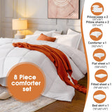 White King Comforter Set 8 Pieces, All Season Bed in a Bag, Comfortable King Bedding Sets