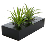 10-inch Artificial Green Grass Plants in Decorative Black