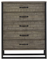 Brennagan Modern Vintage 5 Drawer Chest of Drawers, Grayish Brown