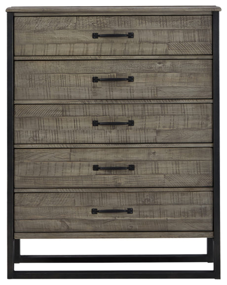 Brennagan Modern Vintage 5 Drawer Chest of Drawers, Grayish Brown