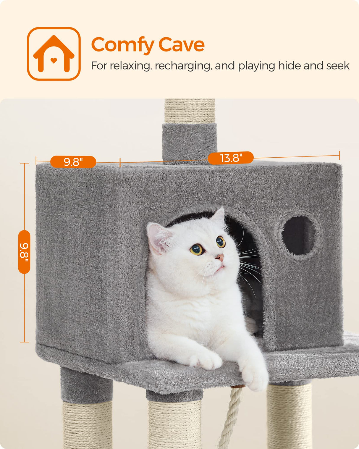 Cat Tree, 44.1-Inch Cat Tower for Indoor Cats, Multi-Level Cat Condo