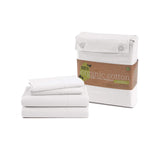 100% Organic Cotton Pure White Full Sheets Set 4-Piece Long Staple Percale Weave