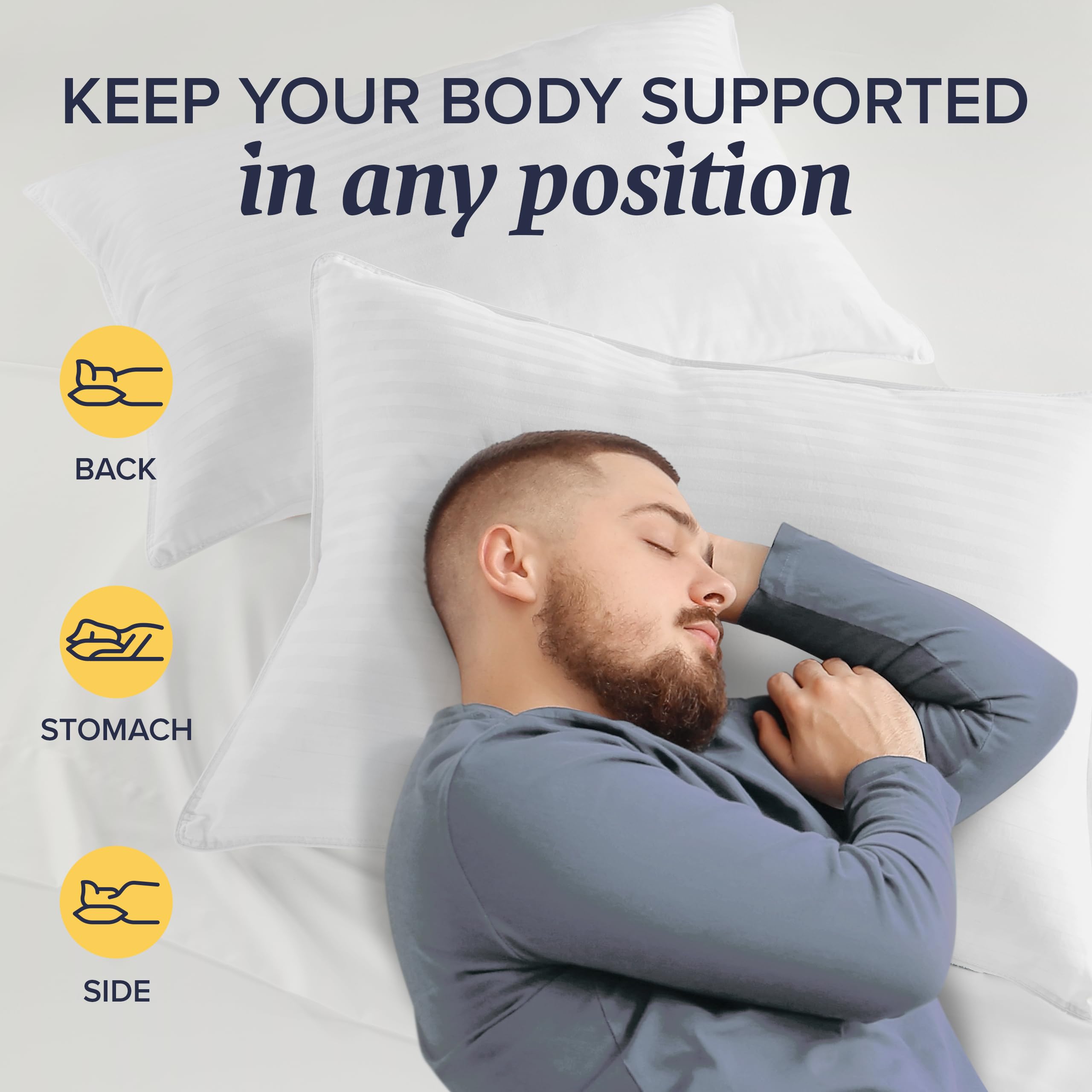 Bed Pillows Standard / Queen Size Set of 2 - Microfiber Pillows