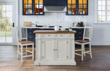 Americana White and Distressed Oak Kitchen Island and Stools by Home Styles