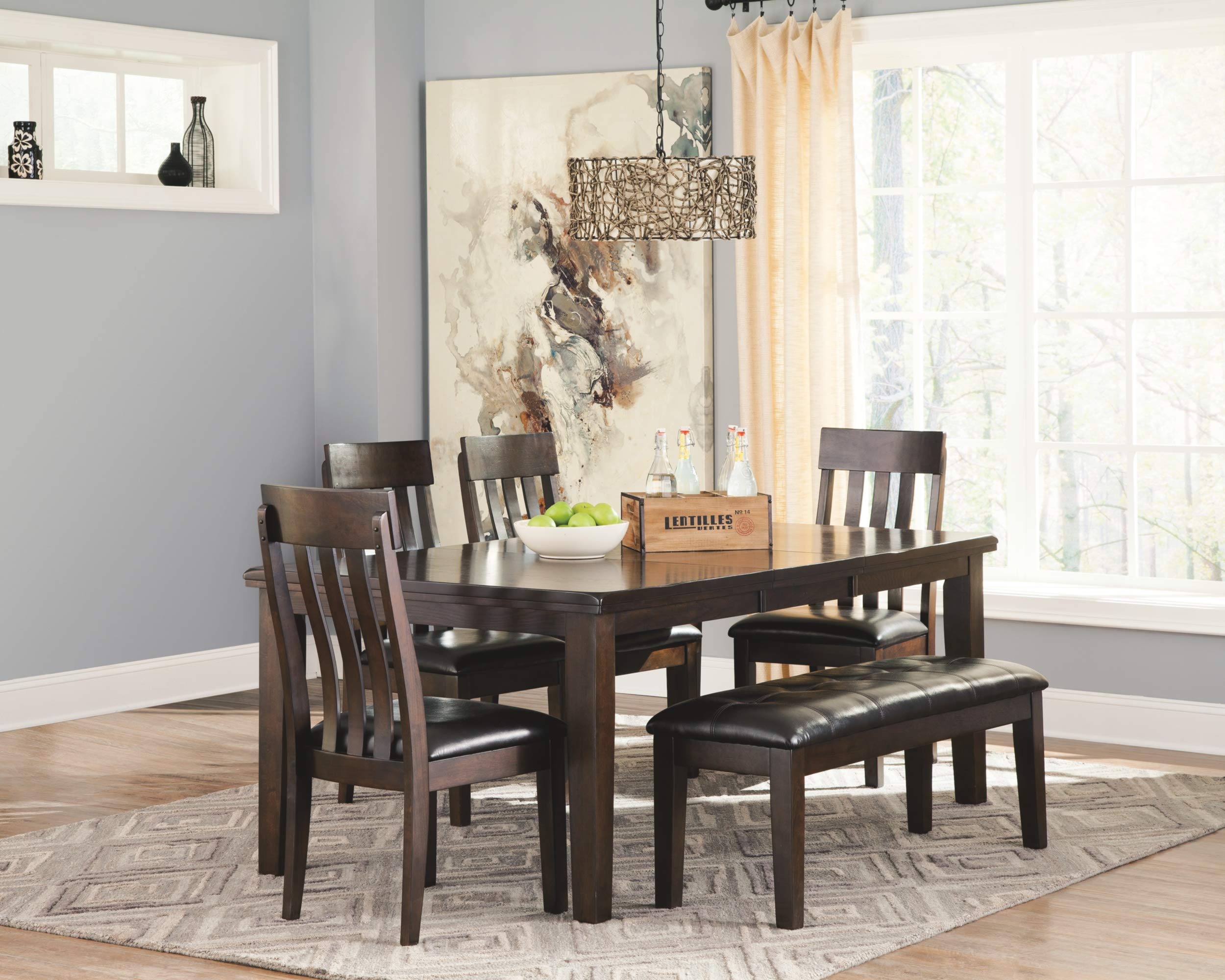 Haddigan Traditional Rectangular Dining Extension Table, Seats up to 8