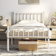 Twin Size Bed Frame Metal Platform Mattress Foundation with Spindle Headboard