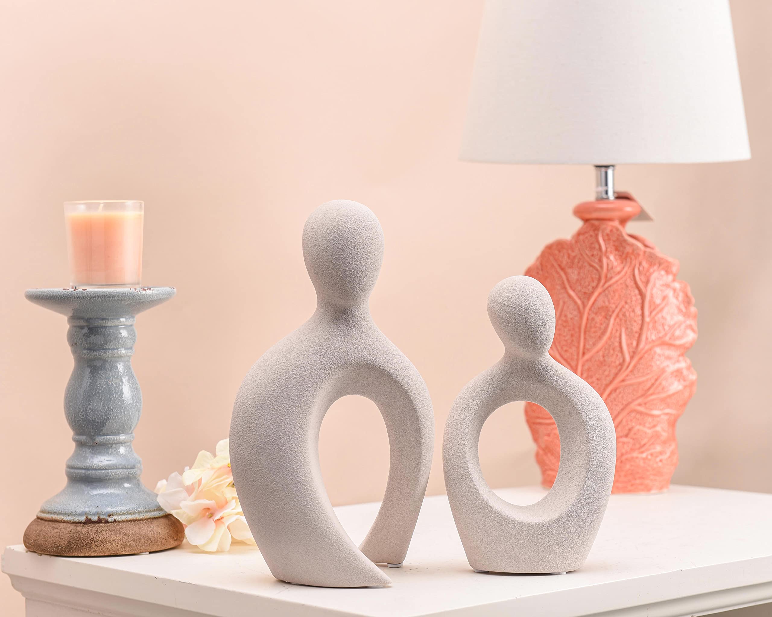 Ceramic Couple Sculptures for Home Decor, Abstract Lover Statue