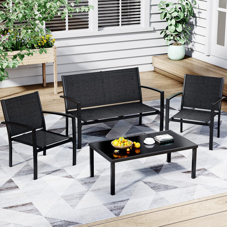 4 Pieces Patio Furniture Set, Outdoor Conversation Sets for Patio