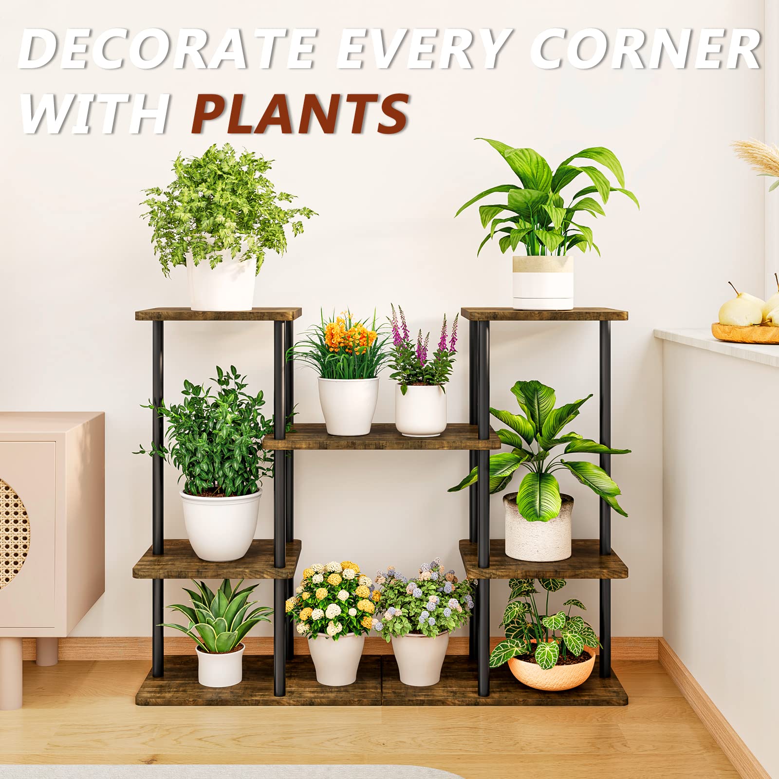 4 Tier Metal Plant Stand – Multi Tier Indoor Plant Rack for 10 Pots