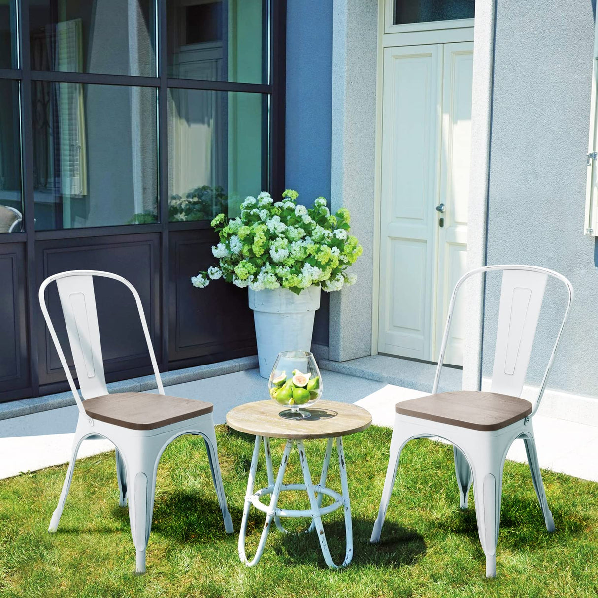 Metal Dining Chairs with Wood Seat