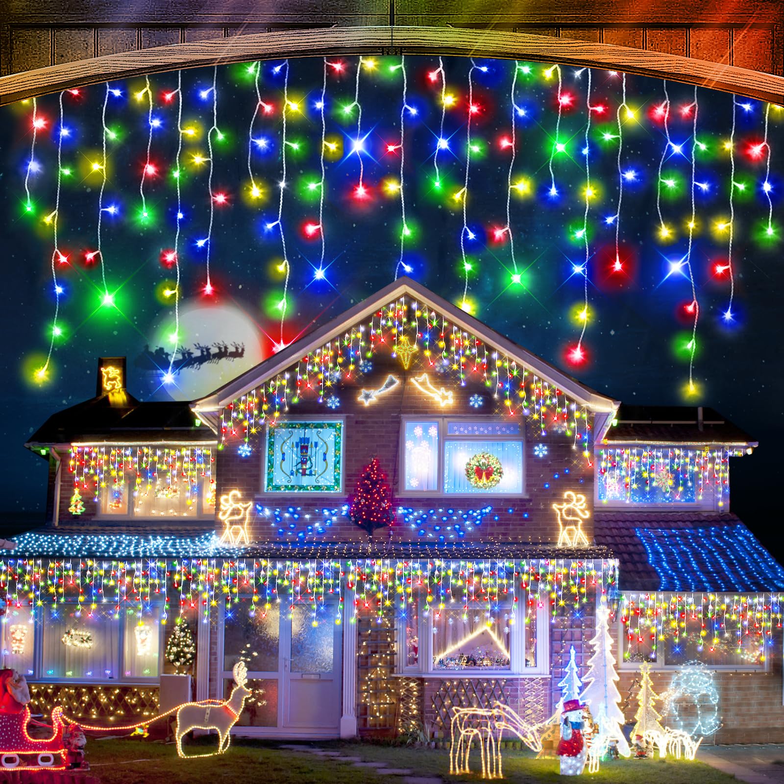 100 FT Christmas Lights Outdoor Decorations 900 LED 8 Lighting