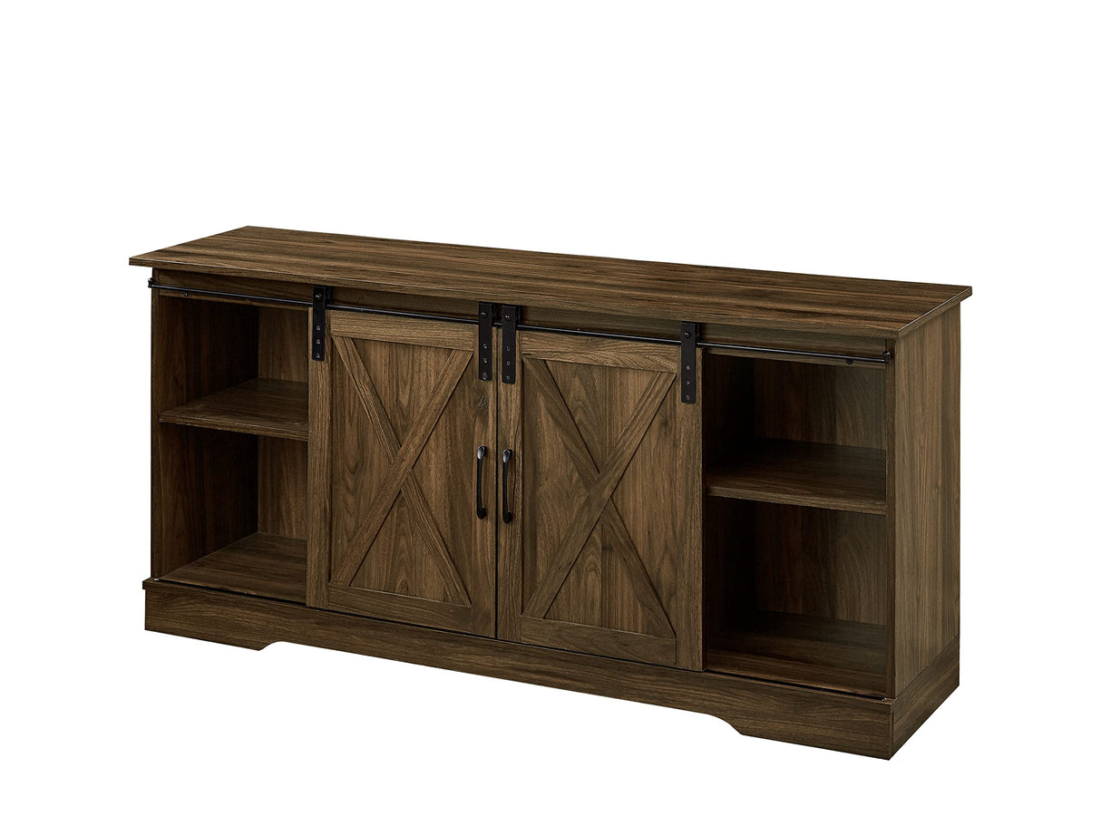 Farmhouse TV Stand for 65+ Inch TV, Entertainment Center Sliding Barn Door