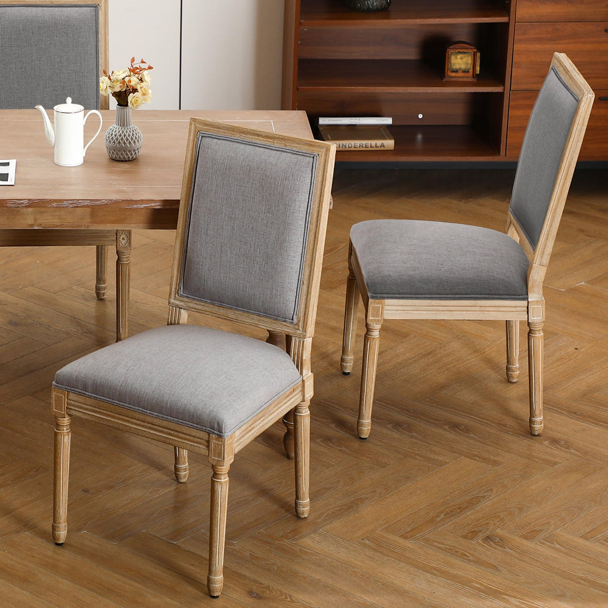 French Country Dining Chairs Set of 4, Upholstered Dining Room Chairs