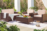 4 Pieces Patio Furniture Sets Rattan Chair Wicker Conversation Sofa Set