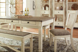 Bolanburg Farmhouse Dining Table with Drawers, Seats up to 6, Whitewash