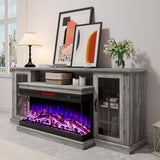 75" Fireplace TV Stand with 3-Sided Glass Electric Fireplace