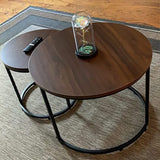 Nesting Coffee Table Rustic Brown 2 Sets for Small Place