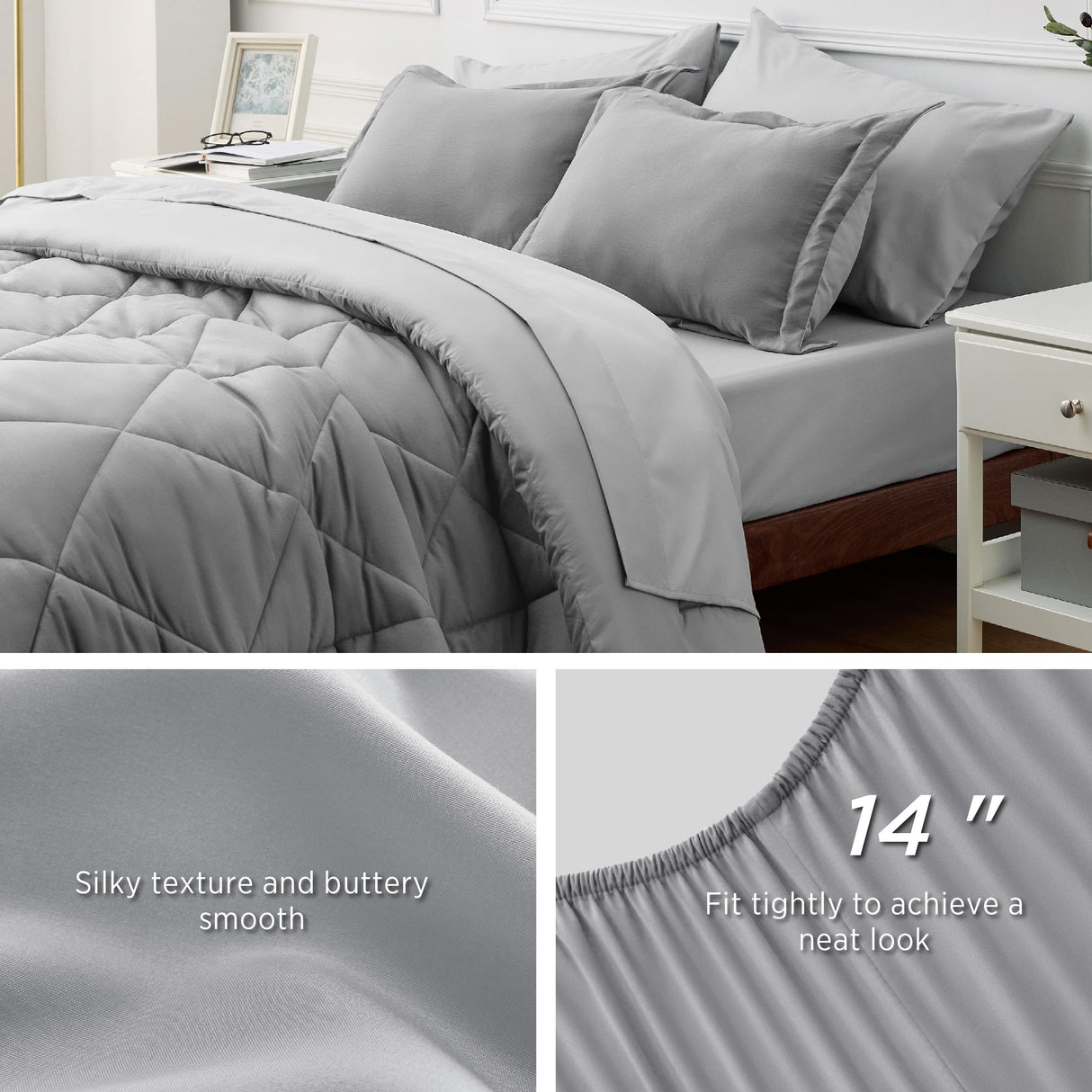 King Size Comforter Set - 7 Pieces Reversible King Bed in a Bag