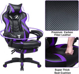 Purple Gaming Chair, Reclining Computer Chair with Footrest, High Back Gamer Chair with Massage, Large Computer Gaming Chair