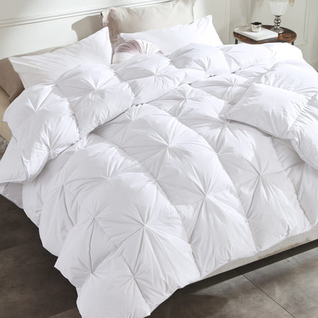 All Season Luxurious 50% White Goose Down Comforter Duvet Inserts Queen Size