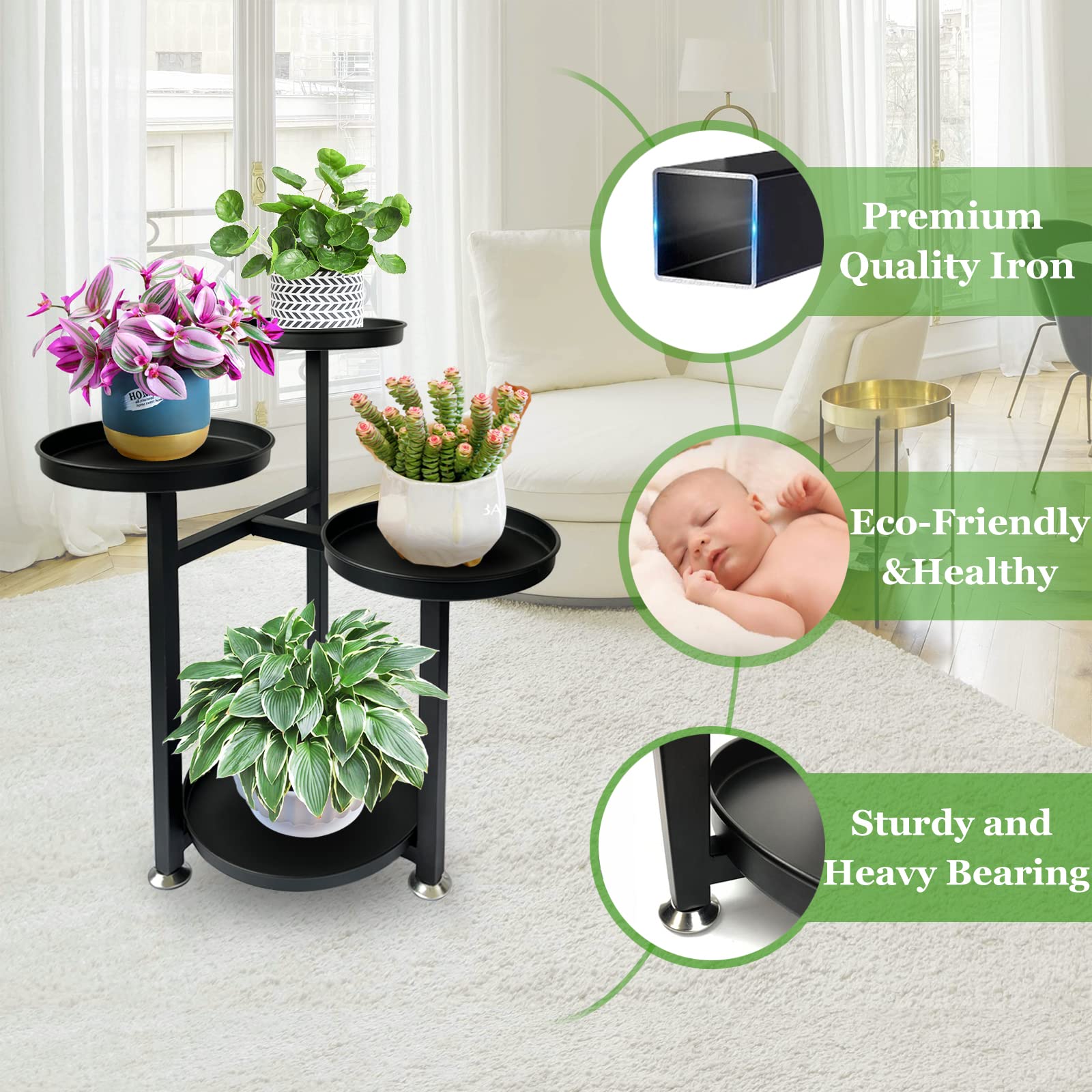 Verdura Staggered Plant Stand – 3 Tier Wooden Display