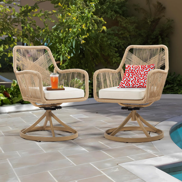 Patio Wicker Dining Chair Set of 2 - Two Pieces Outdoor Glider Chair for Lounge