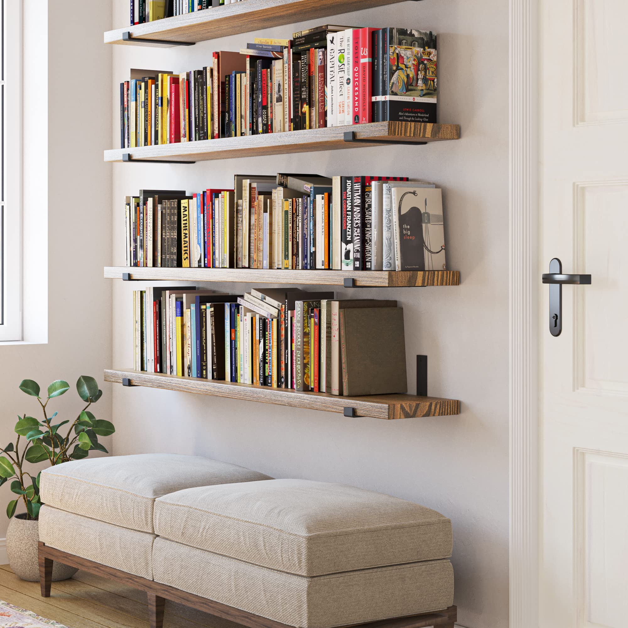 Forte 60"x9.5" Floating Shelves for Wall Storage, Wall Bookshelf, Wall Shelves
