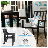 Wrought Iron Patio Outdoor Dining Chairs, Portable Black Outdoor Patio Chairs Set