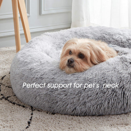 Calming Dog & Cat Bed, Anti-Anxiety Donut Cuddler Warming Cozy Soft Round Bed