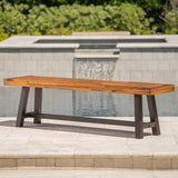 Carlisle Outdoor Acacia Wood and Rustic Metal Bench