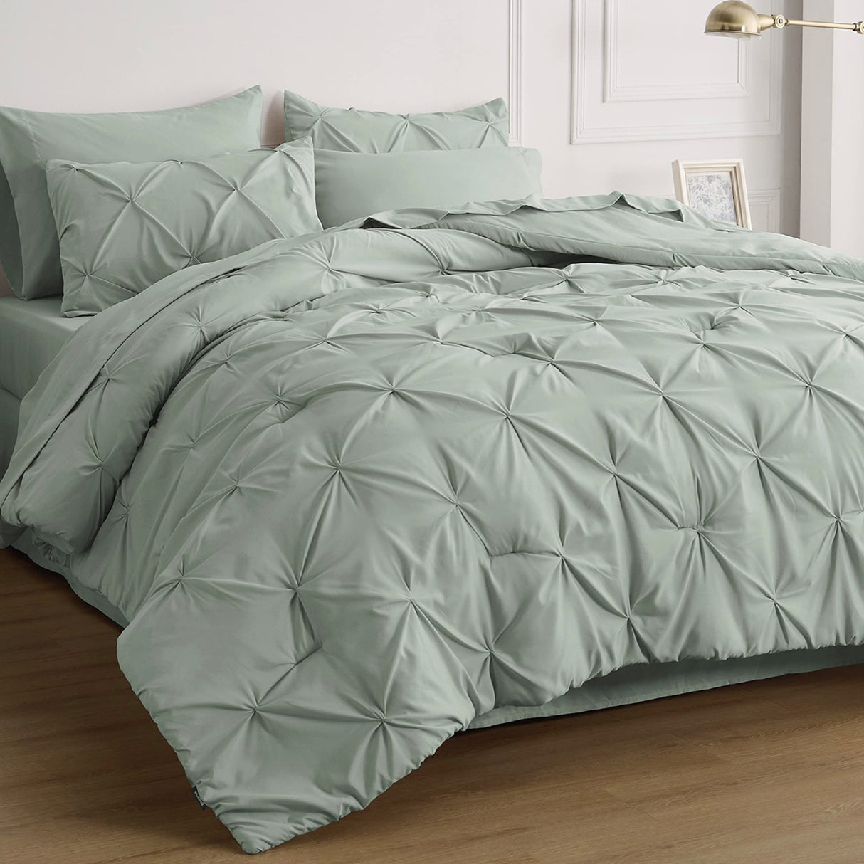 Green Comforter Set Queen - Bed in a Bag Queen 7 Pieces