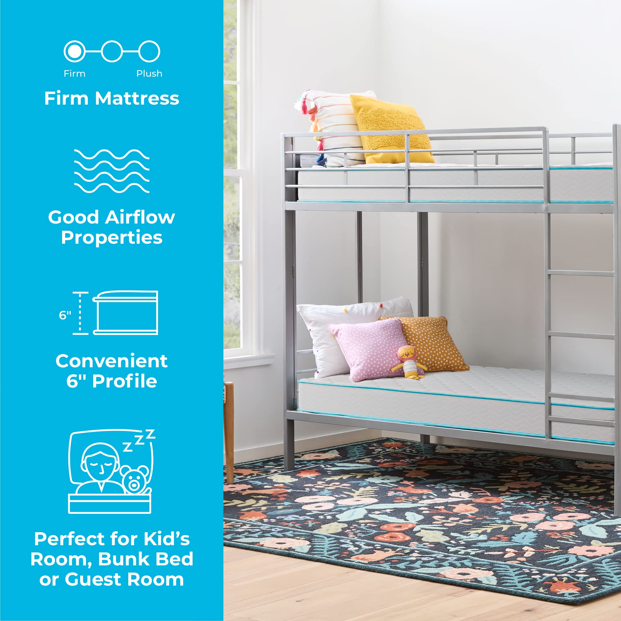6 Inch Innerspring Twin Mattress with Foam Layer -White