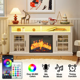 Fireplace TV Stand with Power Outlet and LED Light