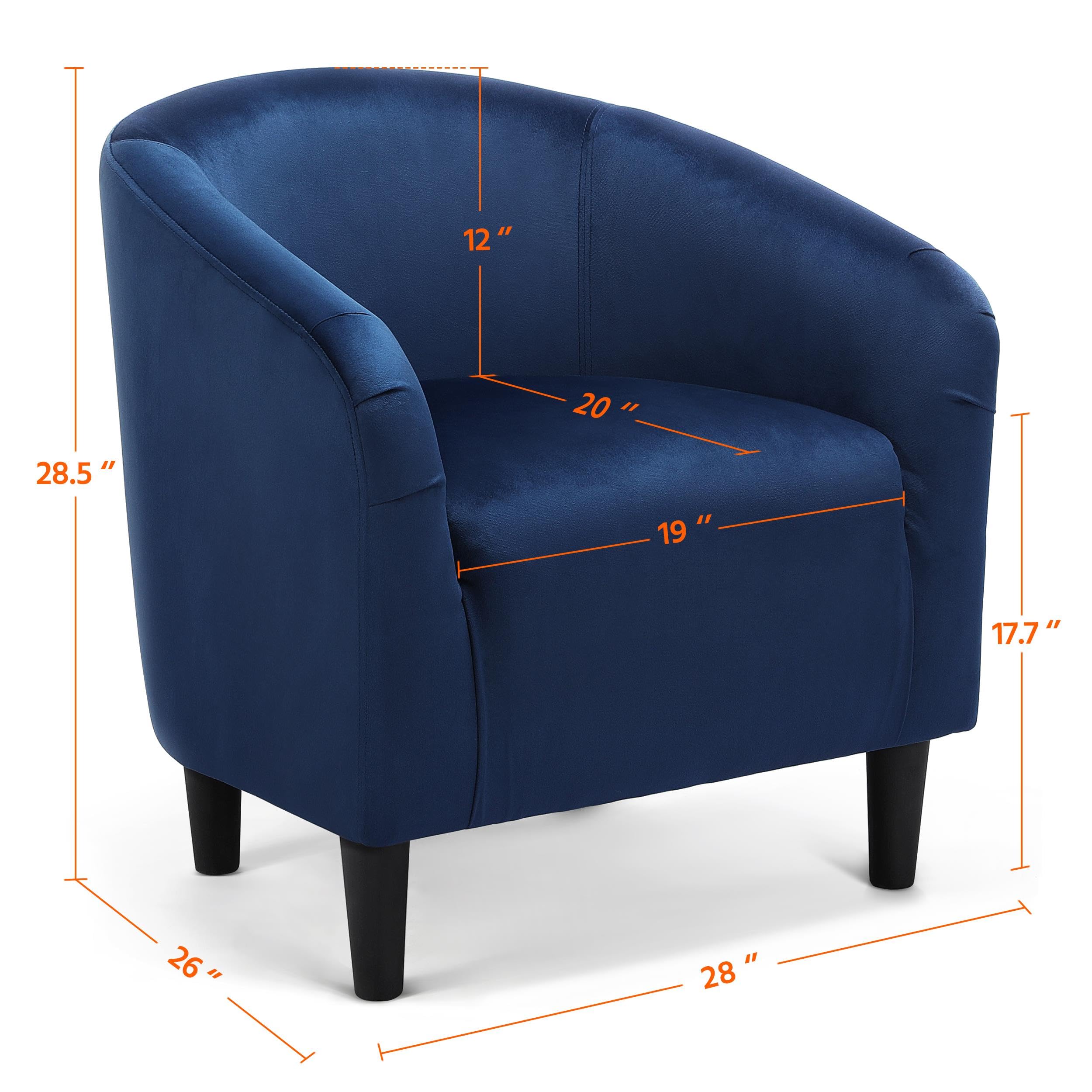 Accent Chair, Comfy Barrel Chair for Living Room, Modern Velvet Fabric Club Chair