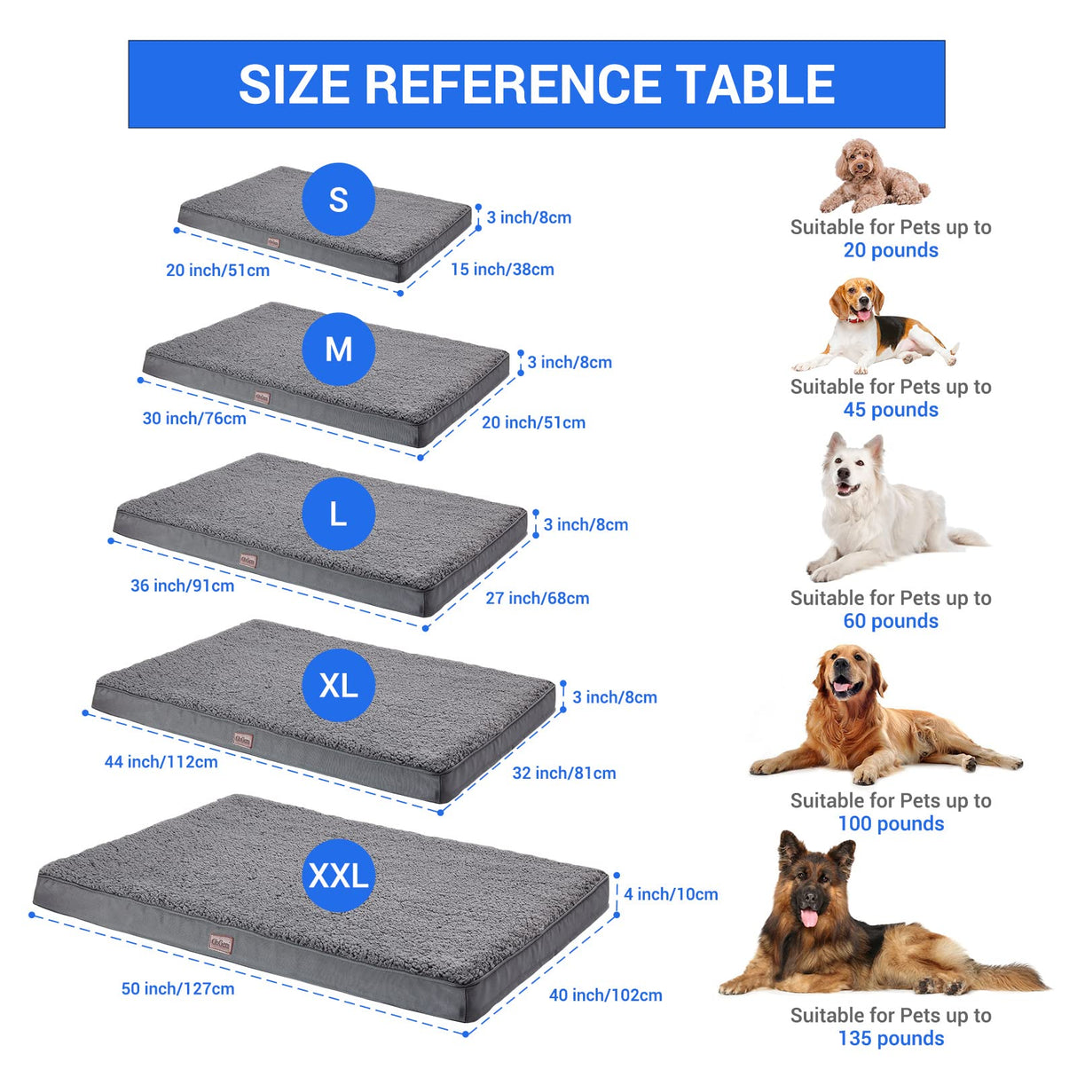 Orthopedic Dog Beds for Large Dogs, Dog Bed with Plush Egg Foam Support