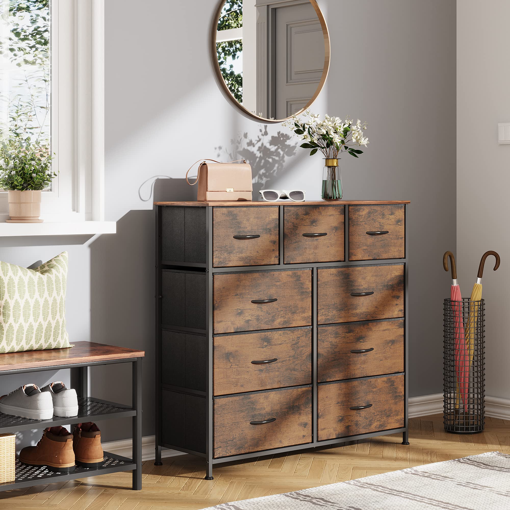 9-Drawer Dresser, Fabric Storage Tower for Bedroom, Hallway, Closet