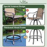 3PCS Patio Bar Set with Metal Bar Height Table