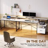 68" L Shaped Desk with Power Outlet & LED Strip