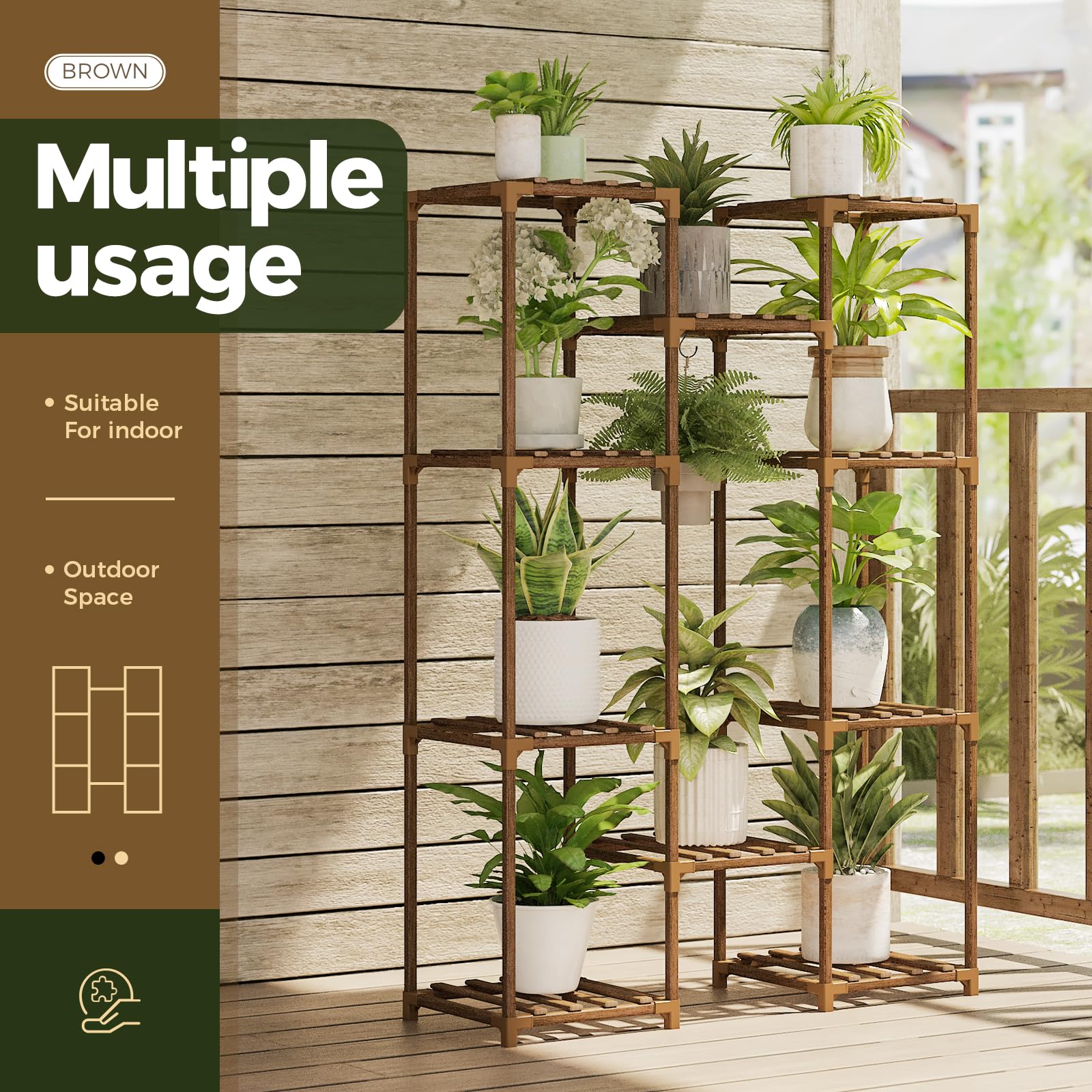 Bamworld 10-Tier Wooden Plant Stand