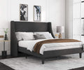 Queen Bed Frame, Platform Bed Frame Queen Size with Upholstered Headboard