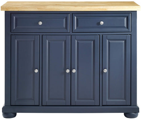 Madison Kitchen Island with Butcher Block Top, Navy