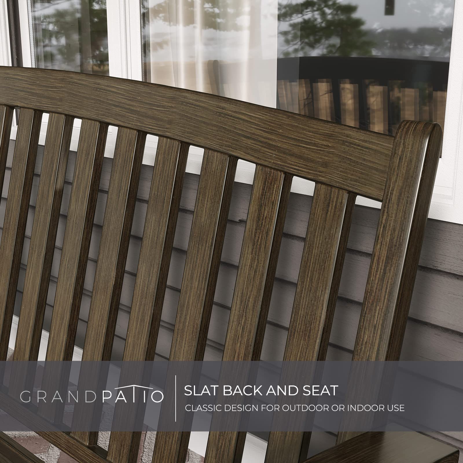 Garden Bench, Outdoor Benches with Anti-Rust Aluminum Steel Metal Frame