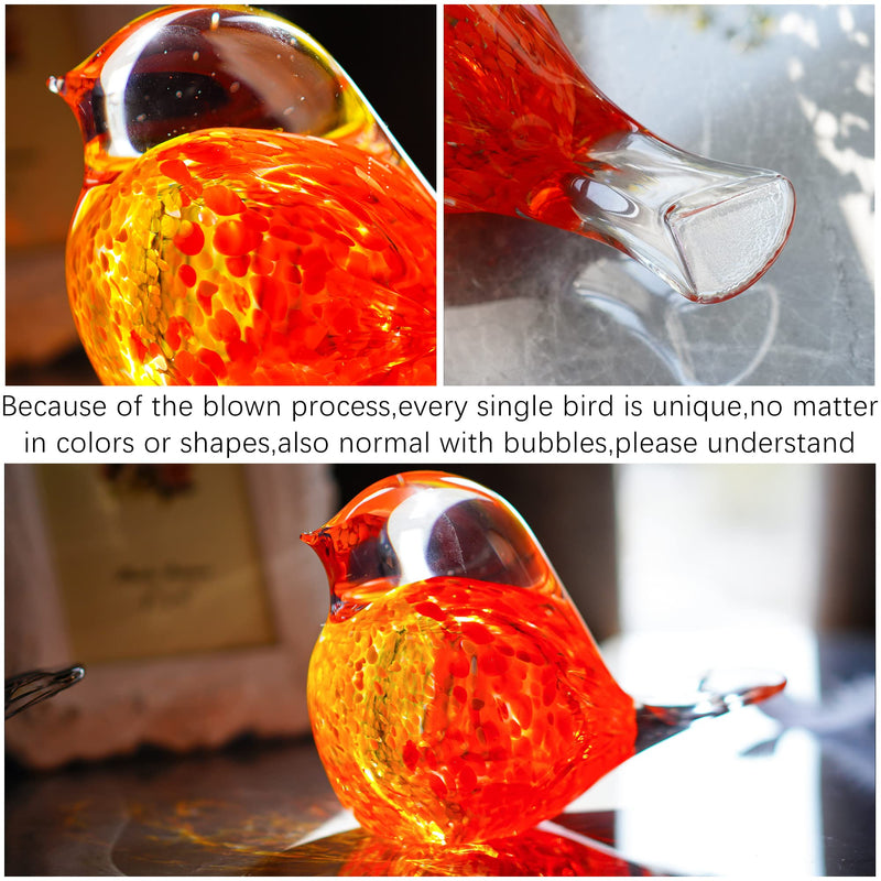 7inch Blown Glass Bird Figurine Collectibles Handcrafted Bird Paper