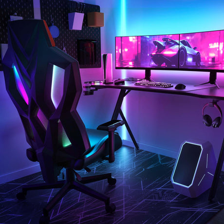 RGB Gaming Chair with LED Lights, Ergonomic Computer Chair for Adults