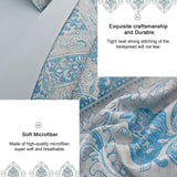 Blue Comforter Set  Damask Pattern Bed in a Bag Boho Paisley Bedding